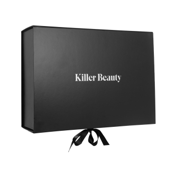 Killer Beauty Black Gift Box Flat Pack With Black Ribbon
