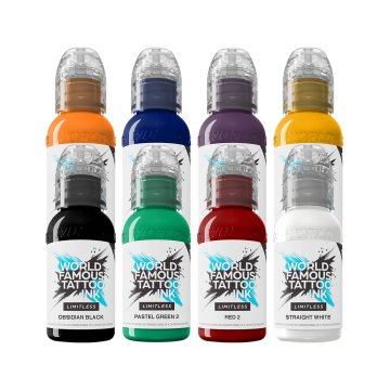 World Famous Limitless Tattoo Ink - Primary Colours Set 1 - 8x 30ml - Reduced