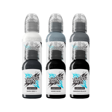 World Famous Limitless Tattoo Ink - Thomas Carli Jarlier Noire Ink Set v2 - 6x 30ml - Reduced
