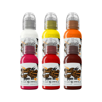 Complete Set of 6 World Famous Ink Melek Tastekin Set - Red Neon Effect Series 30 ml (1oz)