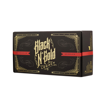 Box of 50 Black N Gold Legacy Premium Tattoo Needles - Straight Round Liner