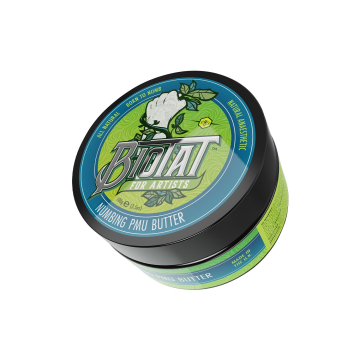 BIOTAT Numbing PMU Butter 100g container with green and blue label design