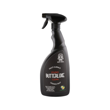 Butterluxe Studio Clean Disinfectant Spray 750 ml black bottle with trigger and citrus scent label