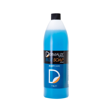 Dermalize Artcare Blue Soap 1Kg bottle with black cap on white background