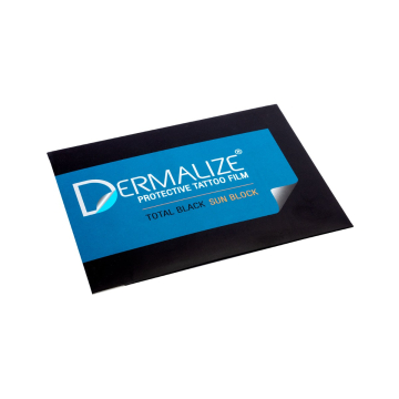 Pack of Dermalize Pro Total Black Sun Block protective tattoo film sheets