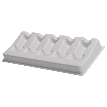 White ECOTAT cartridge tray with five compartments for secure ink storage.