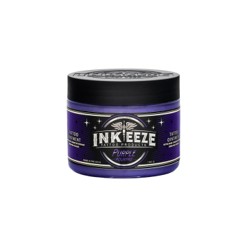 INK-EEZE Purple Glide Tattoo Ointment jar with black lid