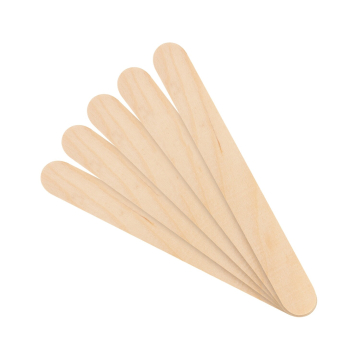 Pack of five wooden Killer Beauty tongue depressors fanned out on white background
