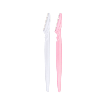 Two Killer Beauty eyebrow razors with white and pink handles isolated on white background