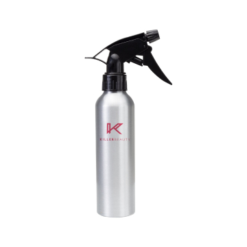 Killer Beauty 250ml aluminium spray bottle with black trigger nozzle