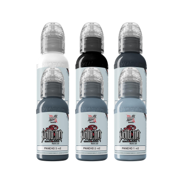 World Famous Limitless Tattoo Ink - A.D. Pancho Pastel Grey Set v2 - 6x 30ml - Reduced