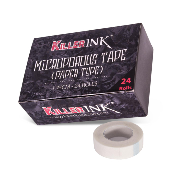 Killer Ink microporous paper tape 1.25 cm with packaging box and tape roll.
