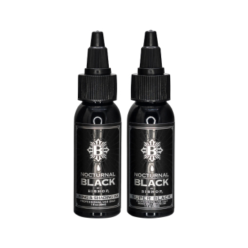 Nocturnal Tattoo Ink by Bishop - Set of 2 - Black Sample - 30ml (1oz)