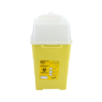 Safety Box Line Sharps Bin 6 Liter with biohazard label and white lid