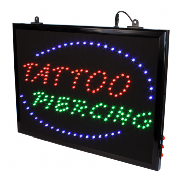 Chain Hangable Tattoo Parlour Tattoo + Piercing LED Studio Sign