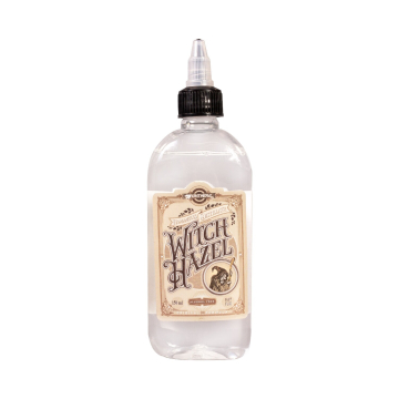 Panthera Witch Hazel 150ml clear plastic bottle with vintage label and black cap.