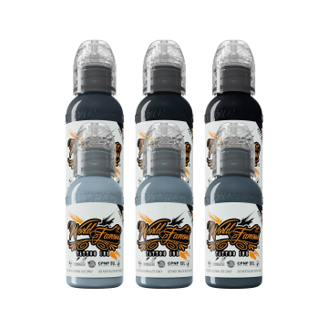 Complete Set of 6 World Famous Ink A.D. Pancho Pastel Grey Set