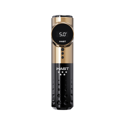 REFURBISHED - Dragonhawk Mast Archer 5 Star Series Pro Wireless Pen Tattoo Machine - Black & Gold - 3.5mm Stroke