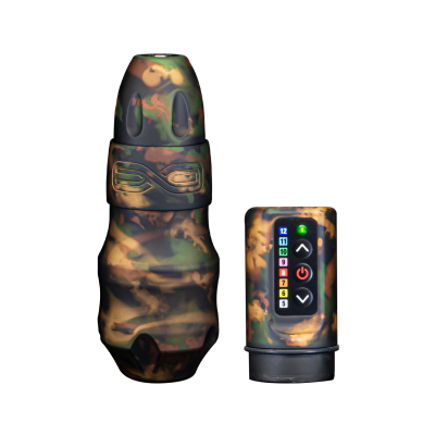 FK Irons EXO Tattoo Machine - Wireless Shadow Camo - RCA Bolt + 2x Power Bolts - 4 mm Stroke