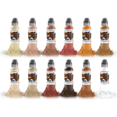 Complete Set of 12 World Famous Ink Skintone Colour Set 30ml (1oz)