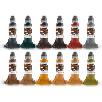 Complete Set of 12 World Famous Ink Earth Colour Set 30ml (1oz)
