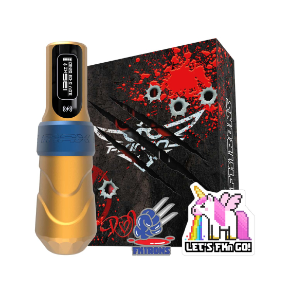 FK Irons Flux Max with 2x PowerBolt II - 4.0 mm Stroke - Logan (Yellow/Matte Blue)