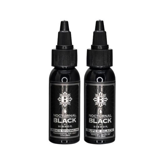Nocturnal Tattoo Ink by Bishop - Set of 2 - Black Sample - 30ml (1oz)