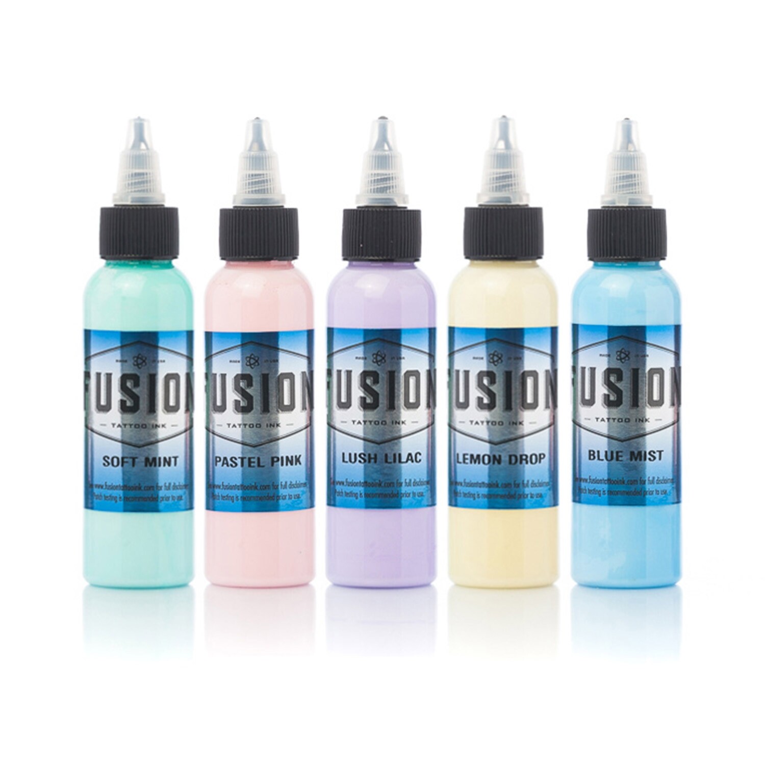 Complete Set of 5 Fusion Ink Pastel Colour Set Killer Ink Tattoo
