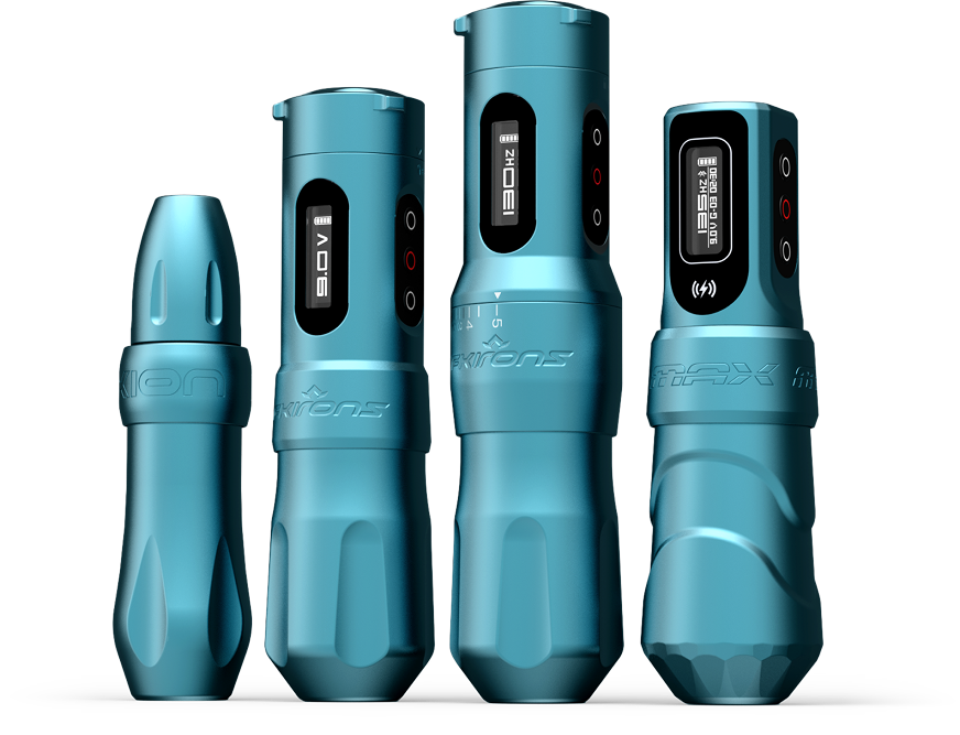 The four FK Irons machines of the Tidal Collection in aquatic teal