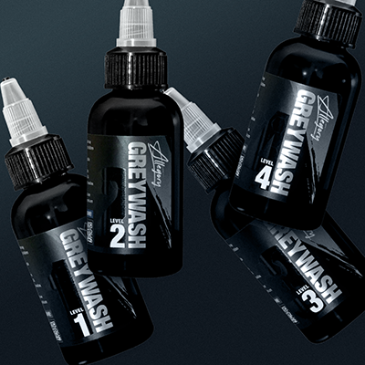 Bottles of Allegory and Kuro Sumi Imperial tattoo ink
