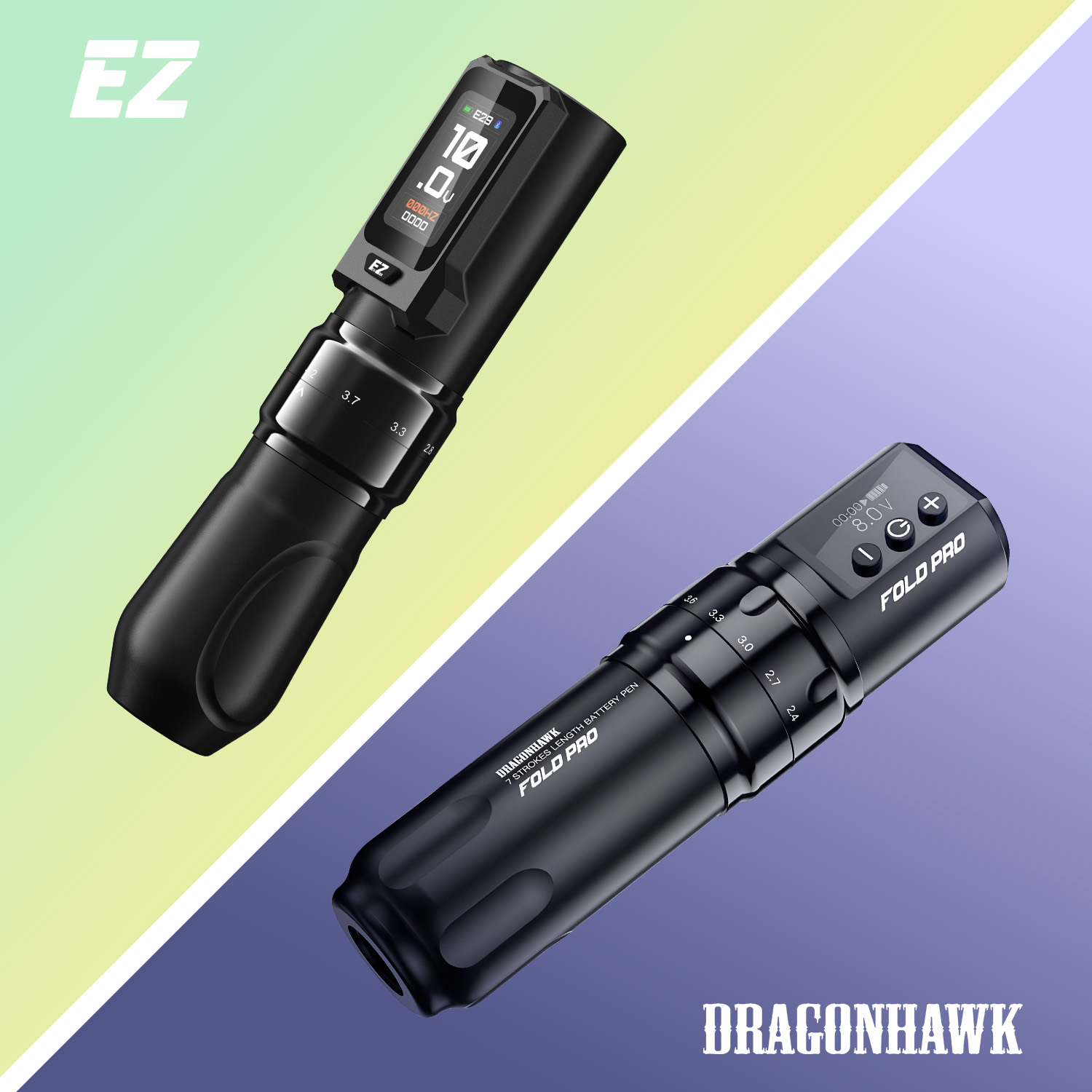 One EZ tattoo machine and one Dragonhawk machine 
