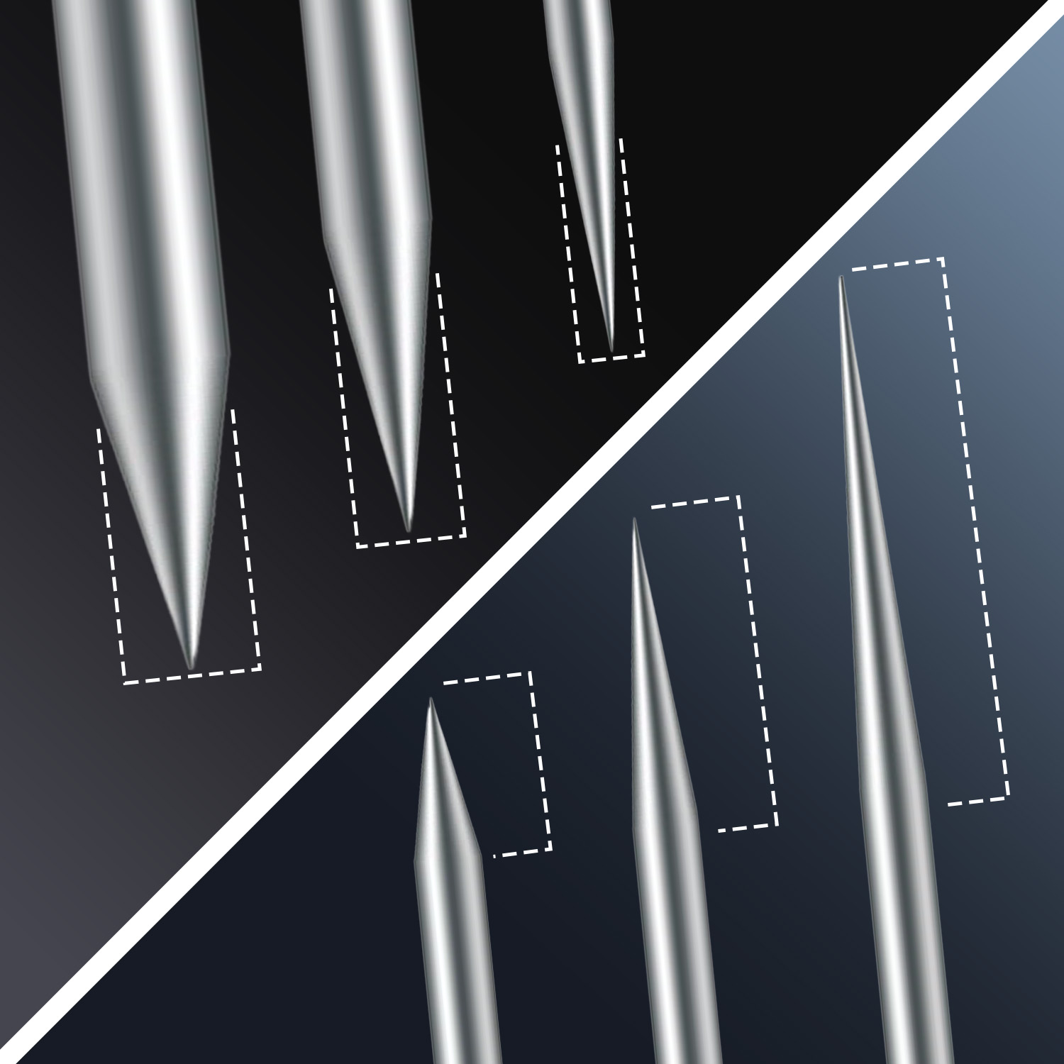 A diagram showing the taper length