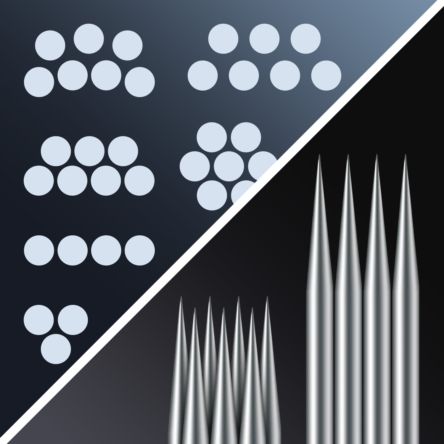 A diagram showing needle configurations