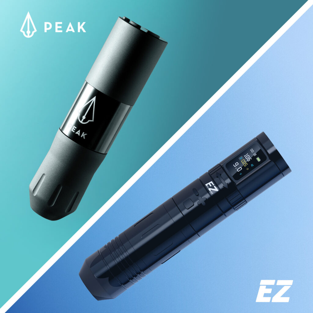 The Peak S1MP and the EZ EVOTech Pro tattoo pen machine.